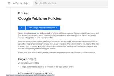 Eligibility requirements comply with Google content policies